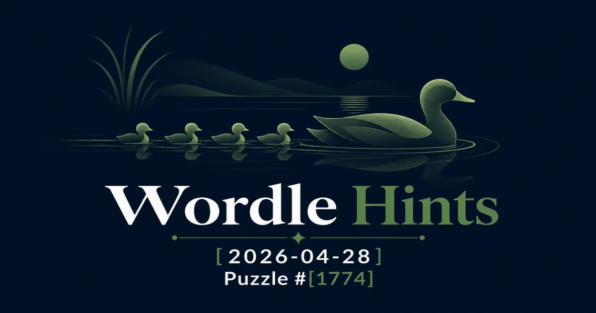 Illustrated cover for Wordle hints on April 28, 2026, puzzle #1774.
