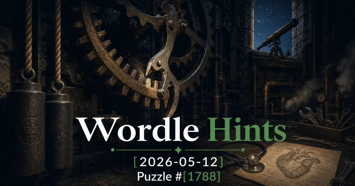Illustrated cover for Wordle hints on May 12, 2026, puzzle #1788.