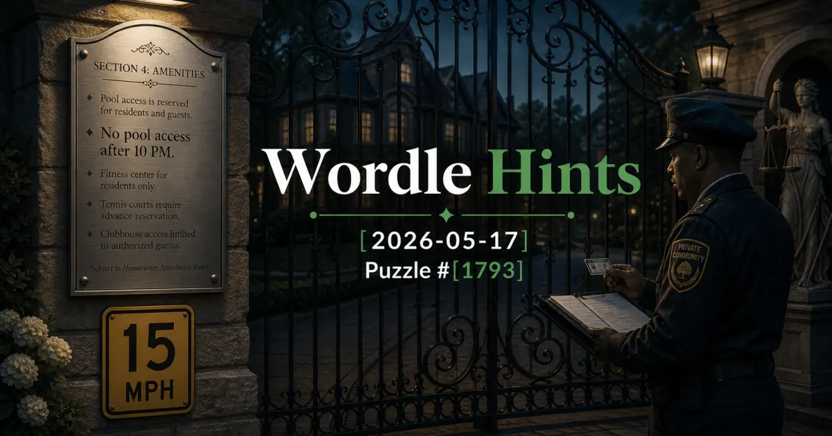Illustrated cover for Wordle hints on May 17, 2026, puzzle #1793.